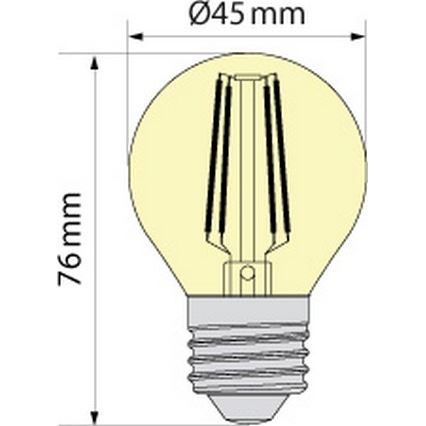LED lemputė CLASSIC AMBER G45 E27/6,5W/230V 2200K - Brilagi