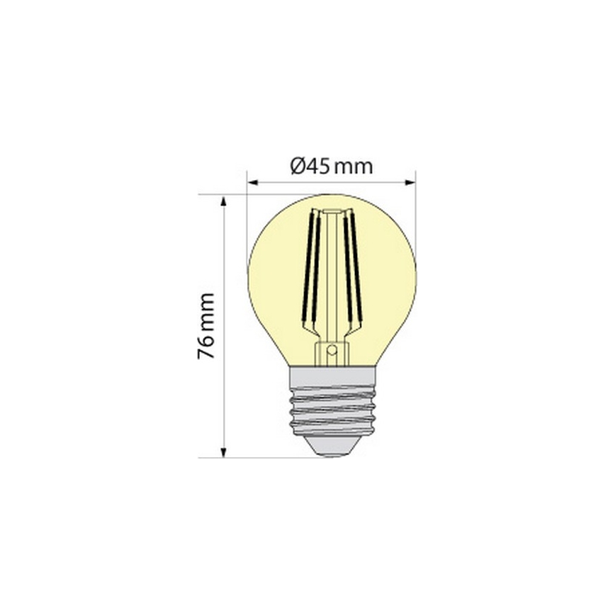 LED lemputė CLASSIC AMBER G45 E27/6,5W/230V 2200K - Brilagi