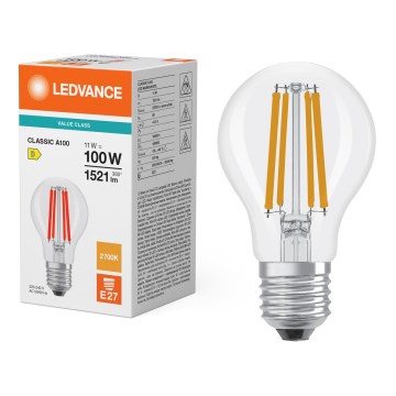 LED lemputė CLASSIC FILAMENT A60 E27/11W/230V 2700K - Ledvance