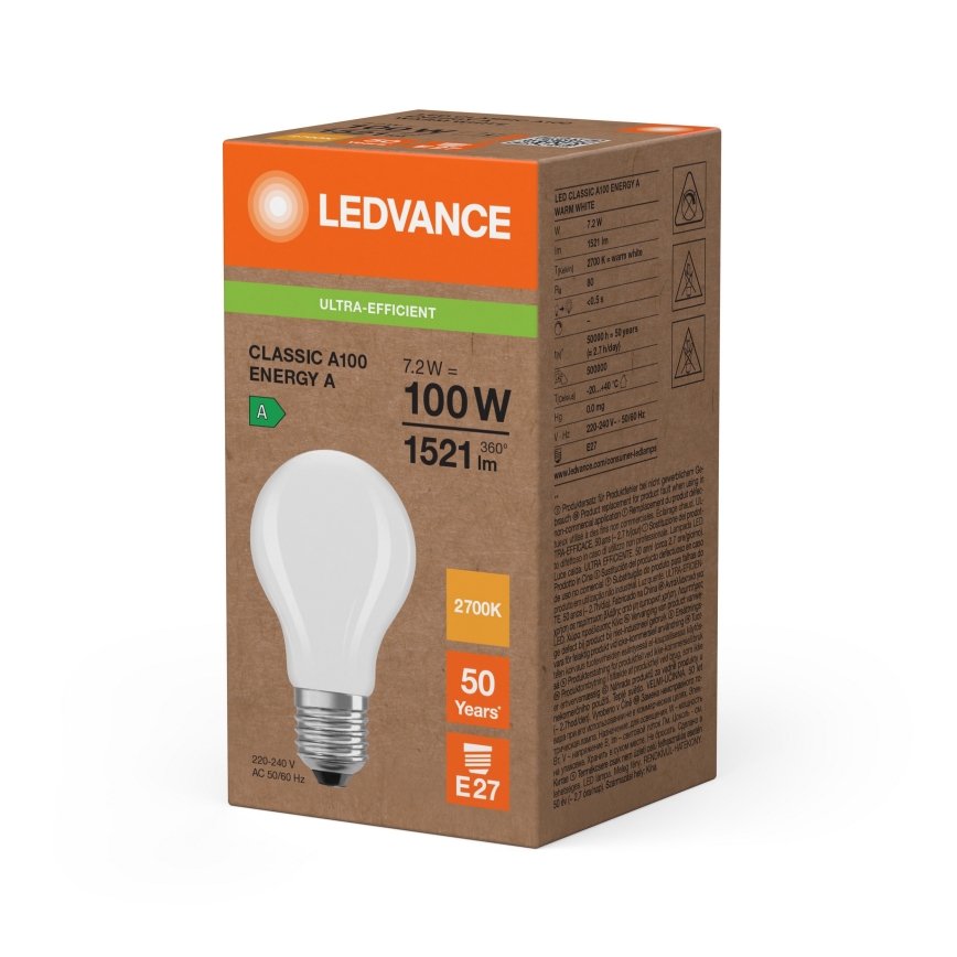 LED lemputė CLASSIC FILAMENT A60 E27/7,2W/230V 2700K - Ledvance