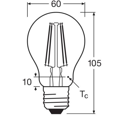 LED lemputė CLASSIC FILAMENT A60 E27/7,5W/230V 2700K - Ledvance