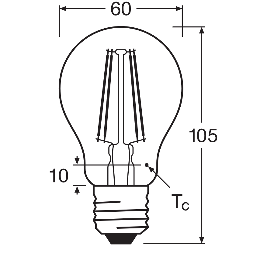 LED lemputė CLASSIC FILAMENT A60 E27/7,5W/230V 2700K - Ledvance