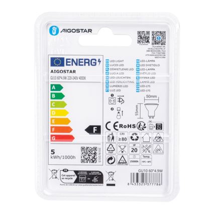 LED lemputė COB GU10/4,9W/230V 4000K - Aigostar