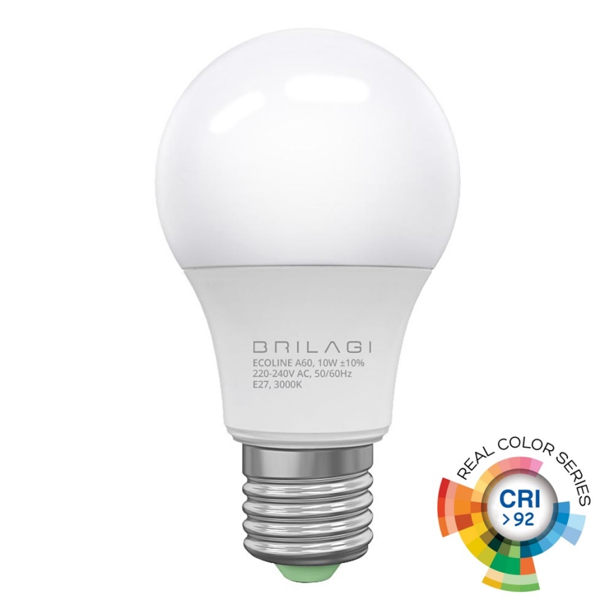 LED lemputė ECOLINE A60 E27/10W/230V 3000K CRI 92 - Brilagi