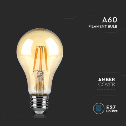 LED Lemputė FILAMENT AMBER A67 E27/10W/230V 2200K