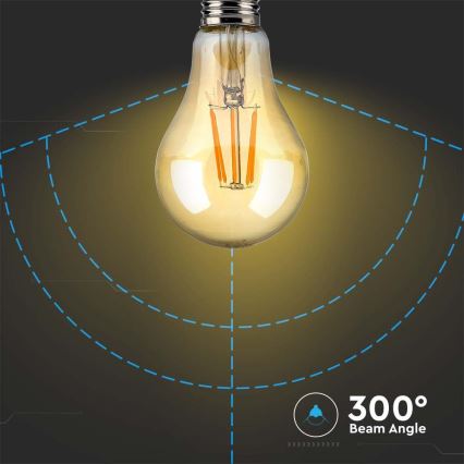 LED Lemputė FILAMENT AMBER A67 E27/10W/230V 2200K