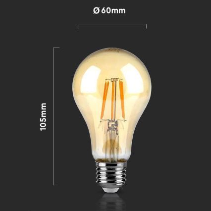 LED Lemputė FILAMENT AMBER A67 E27/10W/230V 2200K