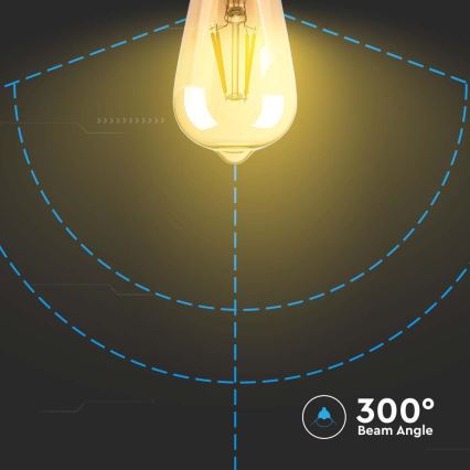 LED Lemputė FILAMENT AMBER ST64 E27/8W/230V 2200K