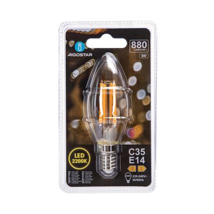 LED Lemputė FILAMENT C35 E14/8W/230V 2200K - Aigostar