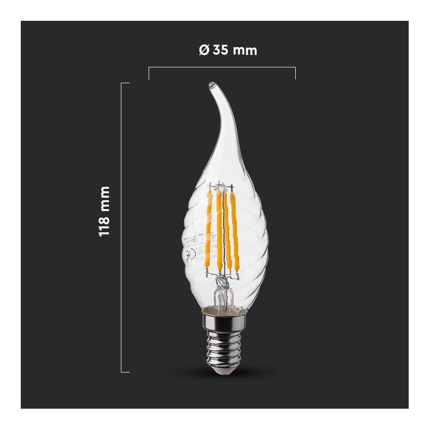 LED Lemputė FILAMENT E14/4W/230V 4000K