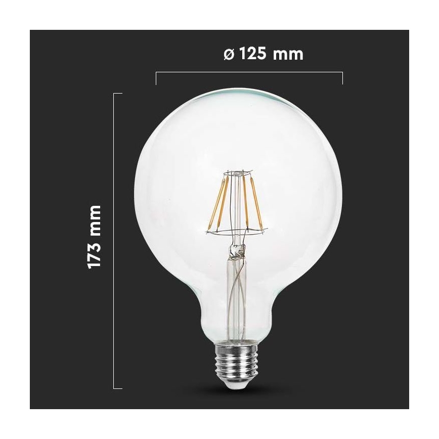 LED Lemputė FILAMENT G125 E27/10W/230V 4000K