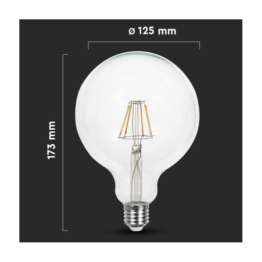 LED Lemputė FILAMENT G125 E27/10W/230V 6400K