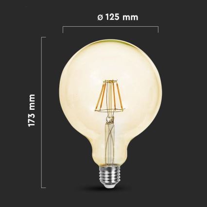 LED Lemputė FILAMENT G125 E27/12W/230V 2200K