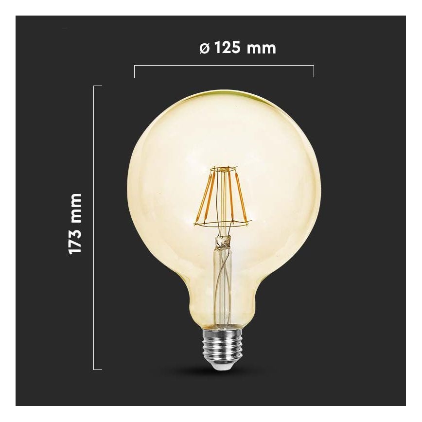 LED Lemputė FILAMENT G125 E27/12W/230V 2200K