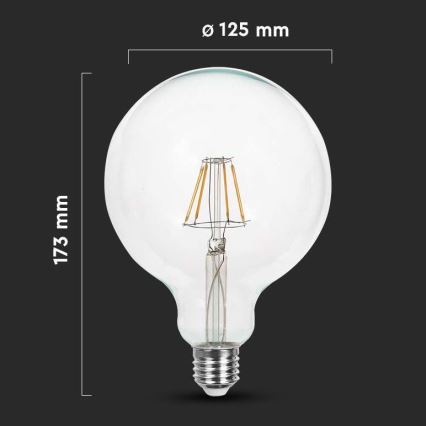 LED Lemputė FILAMENT G125 E27/12W/230V 3000K