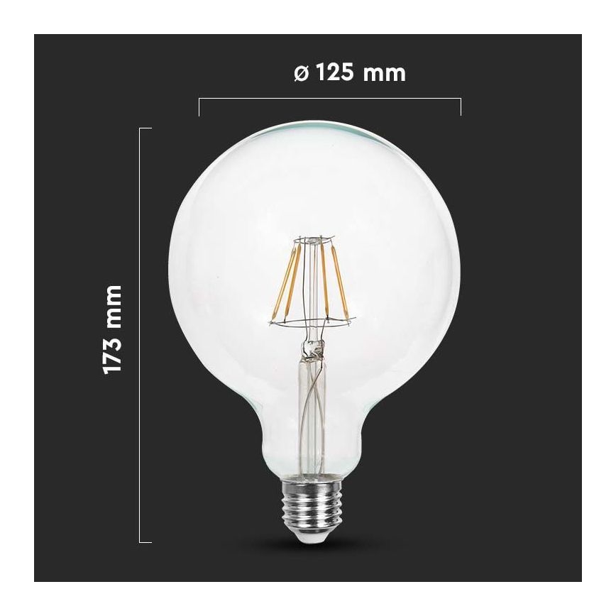 LED Lemputė FILAMENT G125 E27/12W/230V 3000K