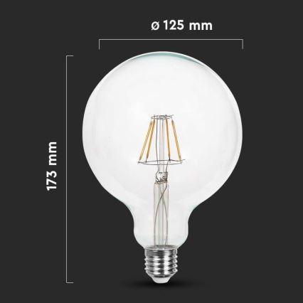 LED Lemputė FILAMENT G125 E27/12W/230V 6500K