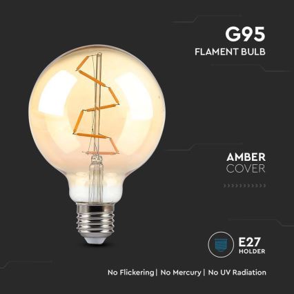 LED Lemputė FILAMENT G95 E27/4W/230V 2200K