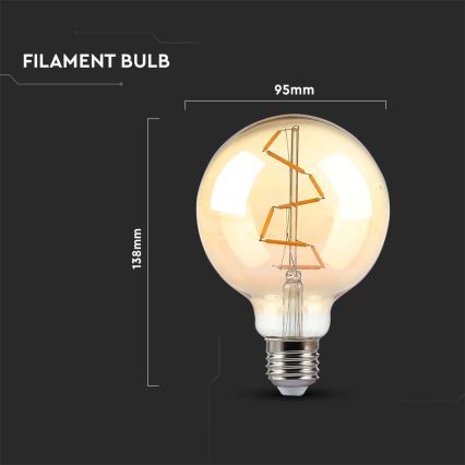 LED Lemputė FILAMENT G95 E27/4W/230V 2200K