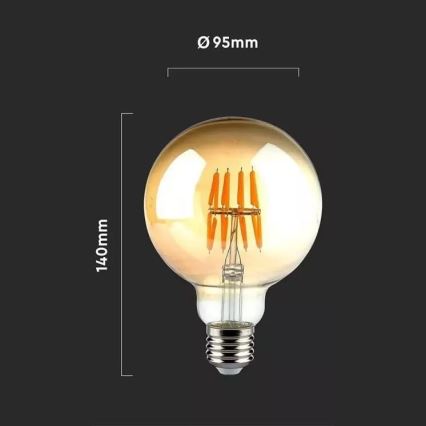 LED Lemputė FILAMENT G95 E27/8W/230V 2200K