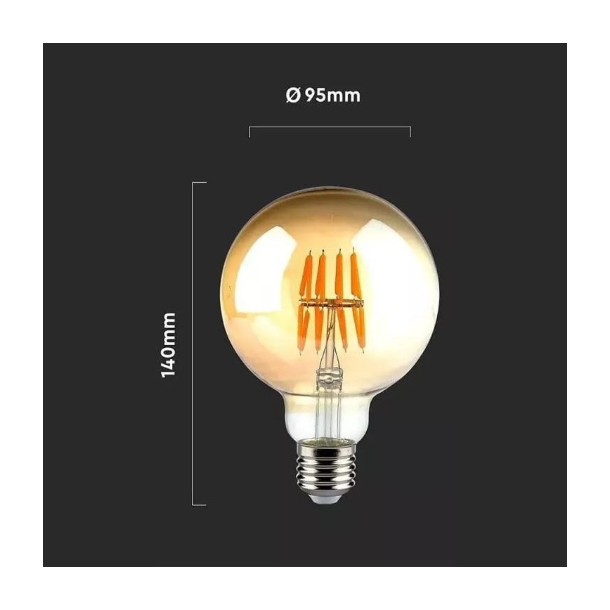 LED Lemputė FILAMENT G95 E27/8W/230V 2200K