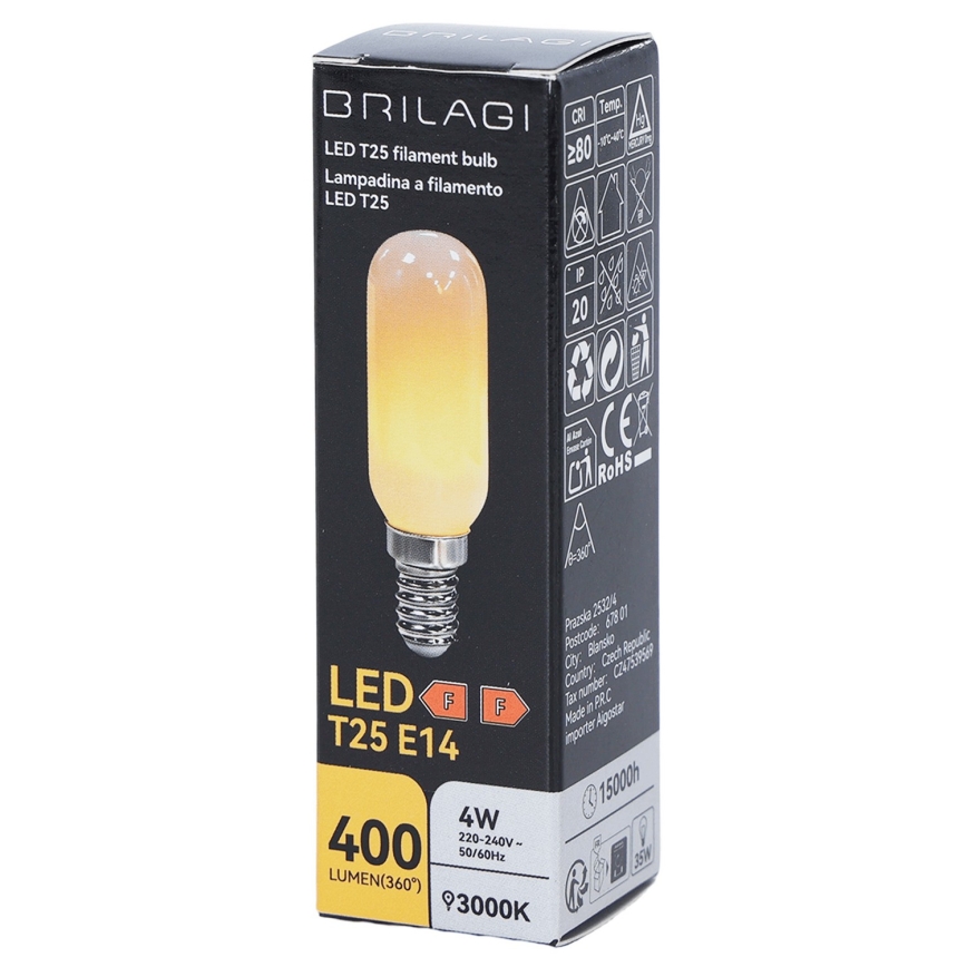 LED lemputė FILAMENT T25 E14/4W/230V 3000K - BRILAGI
