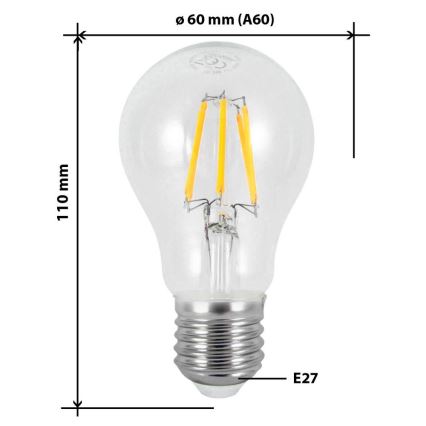 LED Lemputė FILAMENT VINTAGE A60 E27/7W/230V 2700K