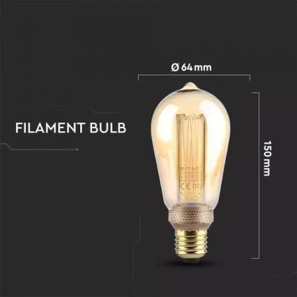 LED Lemputė FILAMENT VINTAGE E27/4W/230V 1800K Art Edition