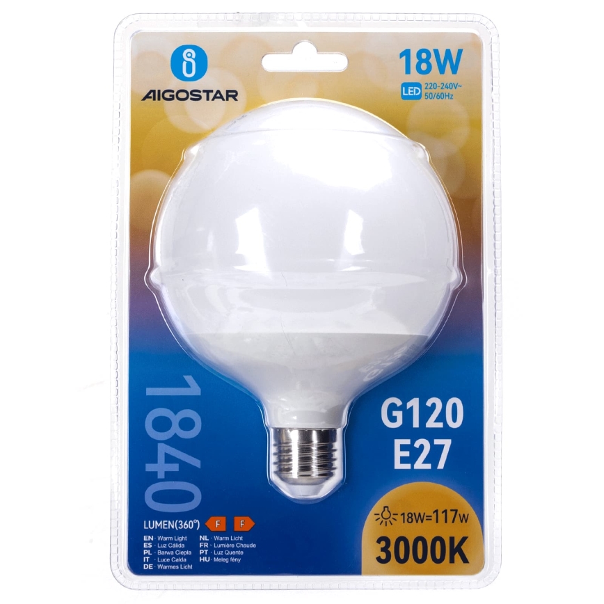 LED lemputė G120 E27/18W/230V 3000K - Aigostar