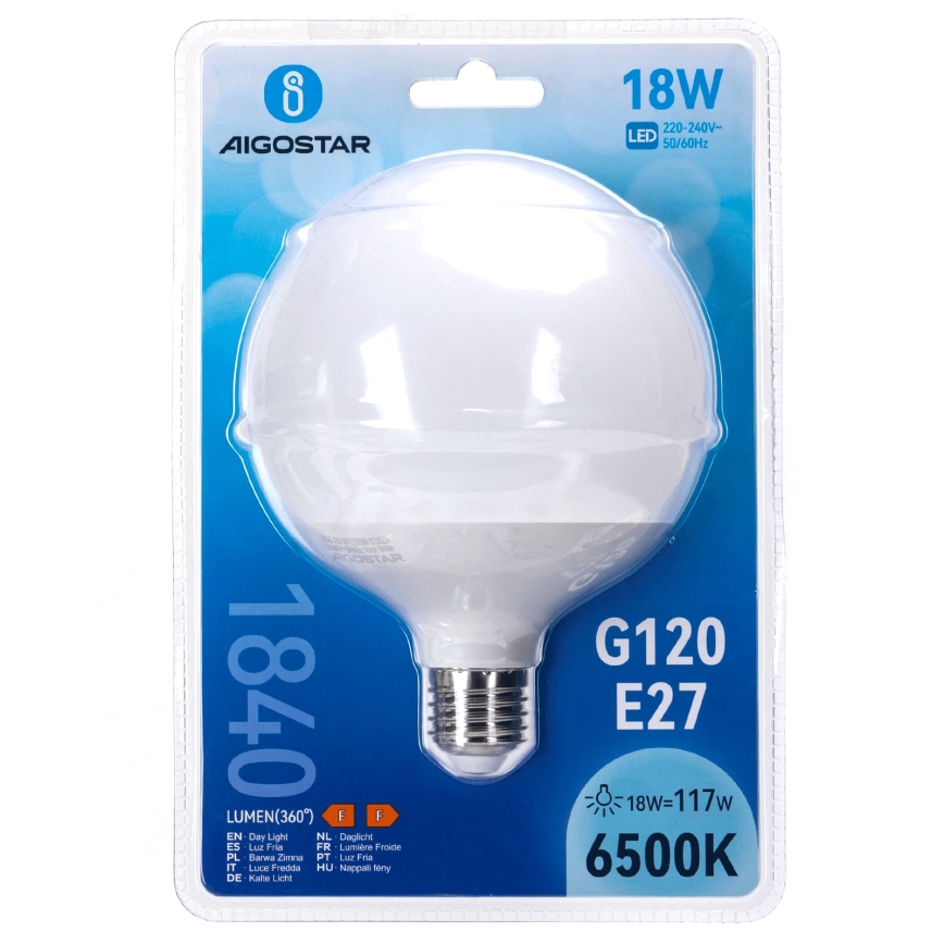 LED lemputė G120 E27/18W/230V 6500K - Aigostar