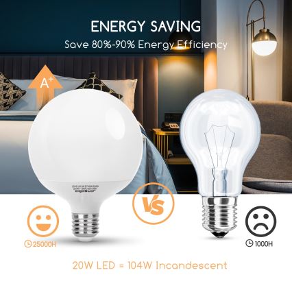LED lemputė G120 E27/20W/230V 3000K - Aigostar