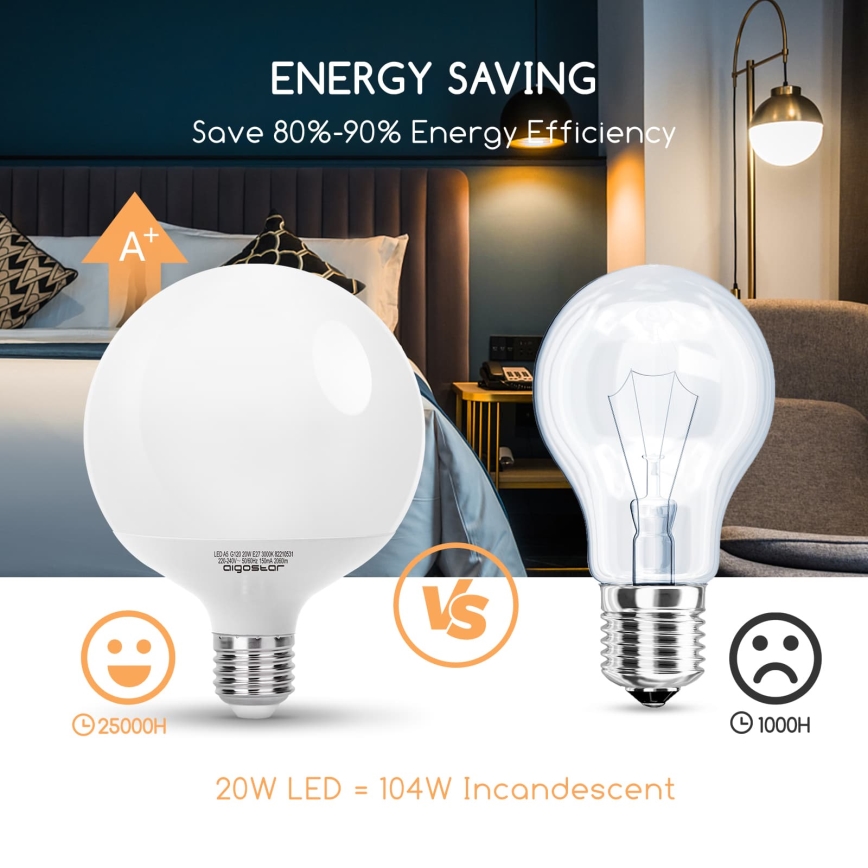 LED lemputė G120 E27/20W/230V 3000K - Aigostar