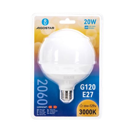 LED lemputė G120 E27/20W/230V 3000K - Aigostar