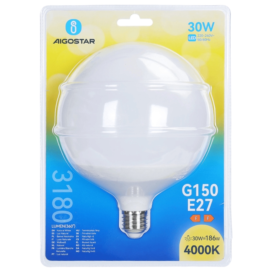 LED lemputė G150, E27, 30 W, 230 V, 4000 K - Aigostar