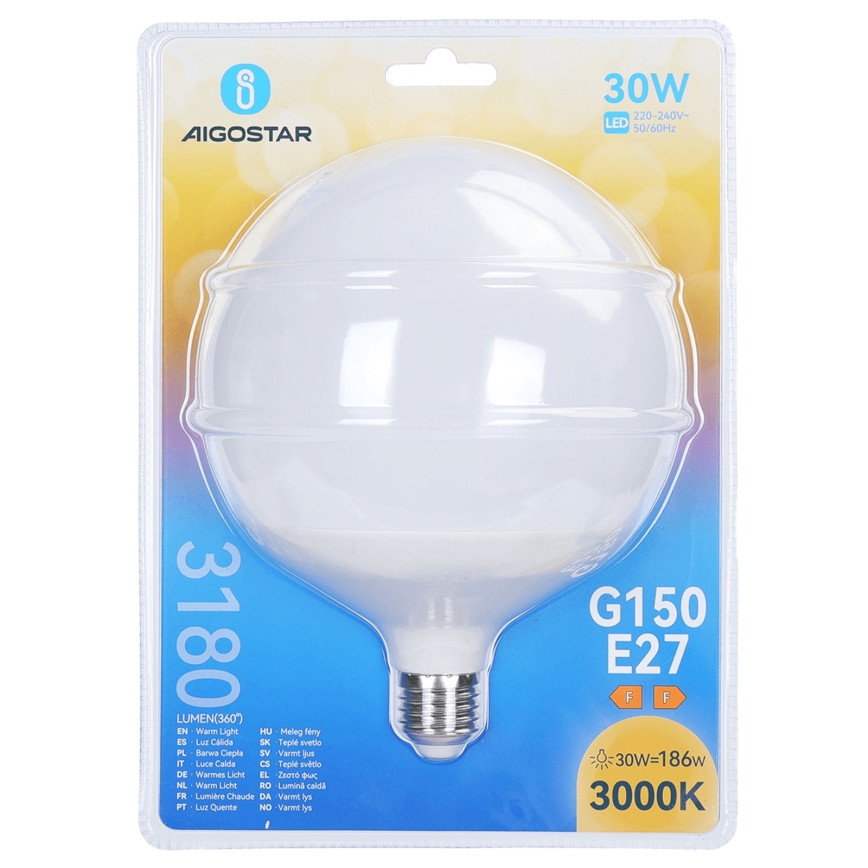 LED lemputė G150 E27/30W/230V 3000K - Aigostar