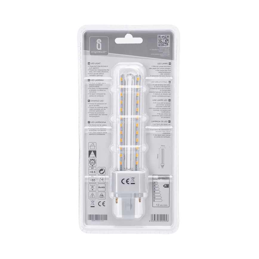 LED lemputė G24D-3/12W/230V 3000K - Aigostar