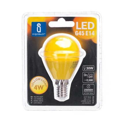 LED Lemputė G45 E14/4W/230V geltona - Aigostar