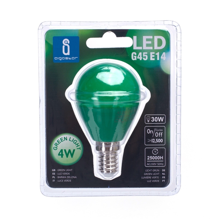 LED Lemputė G45 E14/4W/230V green - Aigostar