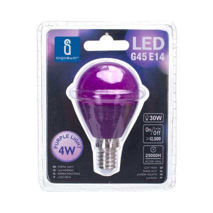 LED Lemputė G45 E14/4W/230V violetinė - Aigostar