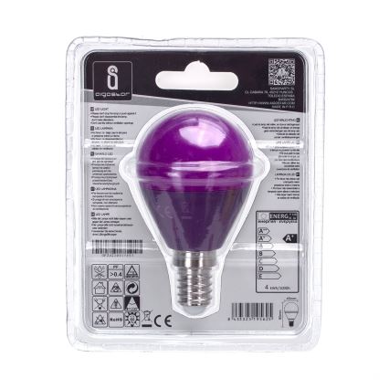 LED Lemputė G45 E14/4W/230V violetinė - Aigostar