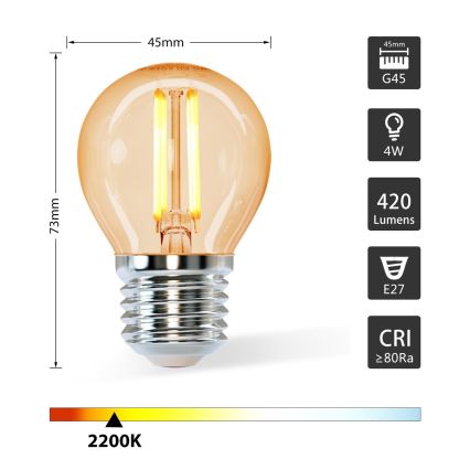 LED lemputė G45 E27/4W/230V 2200K - Aigostar