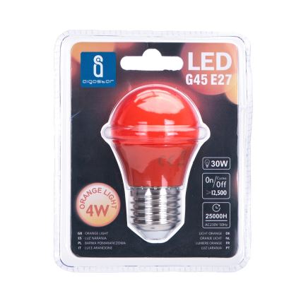 LED Lemputė G45 E27/4W/230V oranžinė - Aigostar