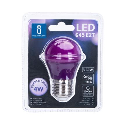 LED Lemputė G45 E27/4W/230V violetinė - Aigostar