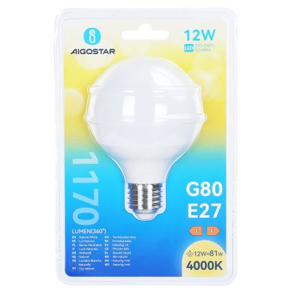 LED lemputė G80 E27/12W/230V 4000K - Aigostar