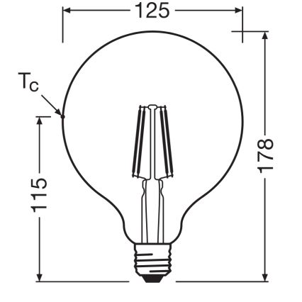 LED lemputė GLOBE CLASSIC FILAMENT G125 E27/4W/230V 2700K - Ledvance