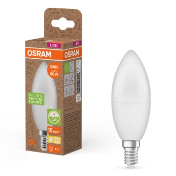 LED lemputė iš perdirbto plastiko B39 E14/7,5W/230V 2700K - Osram