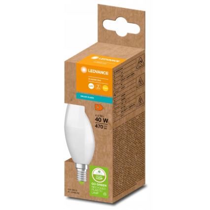 LED lemputė iš perdirbto plastiko B40 E14/4,9W/230V 2700K - Ledvance
