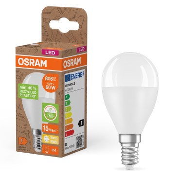 LED lemputė iš perdirbto plastiko P45 E14/7,5W/230V 2700K - Osram
