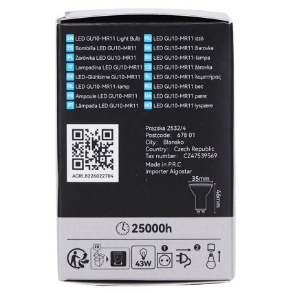LED lemputė MR11 GU10/4W/230V 3000K 60° juoda - BRILAGI