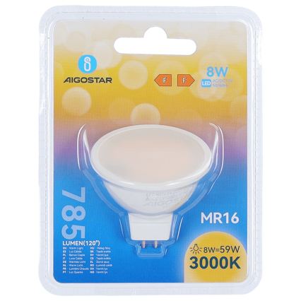 LED lemputė MR16 GU5,3/8W/12V 3000K - Aigostar